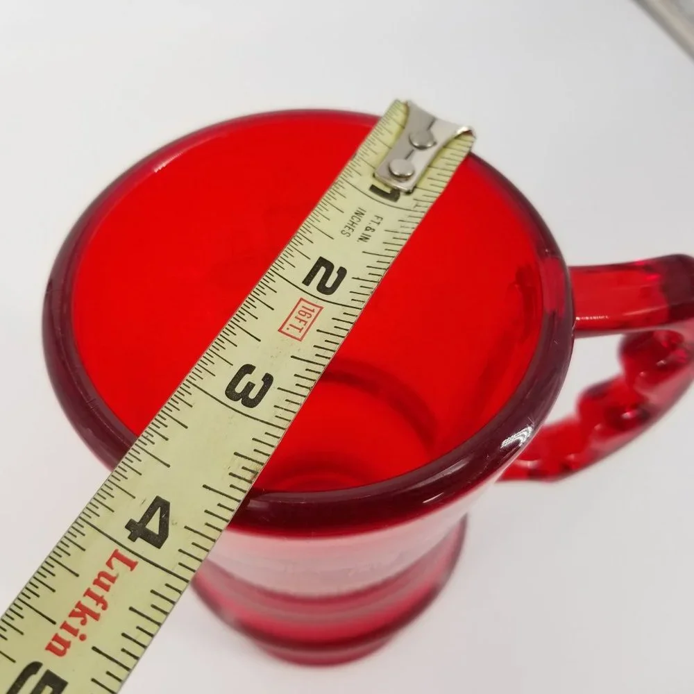 Longaberger Plastic Mug Cup Glass Latte Footed Red Cherry Bright 16 Ounce USA - Picture 10 of 10